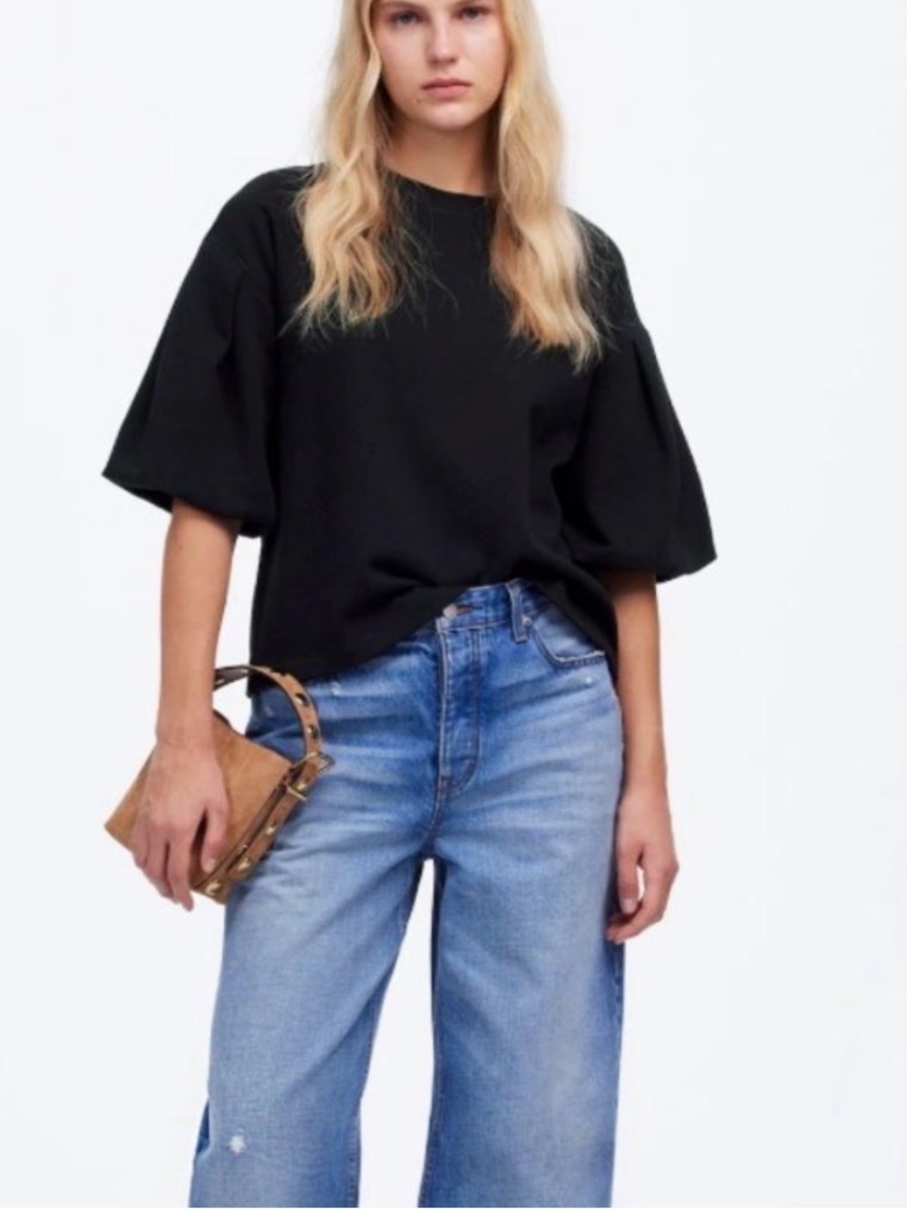 Madewell oversized Short-Sleeve Navy Sweatshirt medium